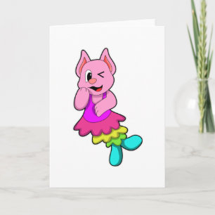 Cartão Gato na Dança com Saia