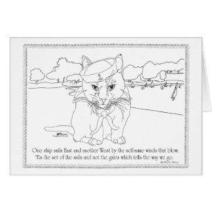 Cartão Gato Náutico - Ajustando o Conjunto de Velas