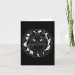 Cartão Gato Negro Bonito Parece De Tecido Torto Para Amor