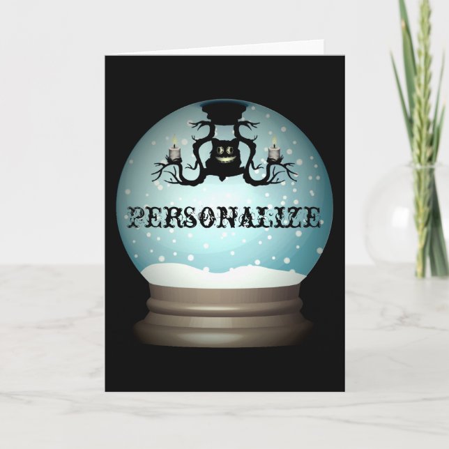 Cartão Gato negro cai mais candelabro do outono (Frente)