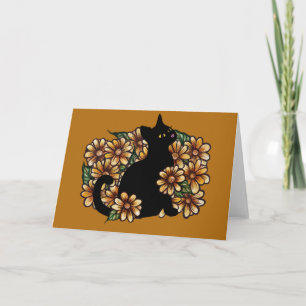 Cartão Gato Negro Daisy Nature Gats Art