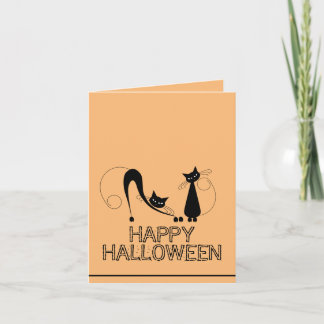 Cartão Gato Negro Elegante, Feliz Halloween