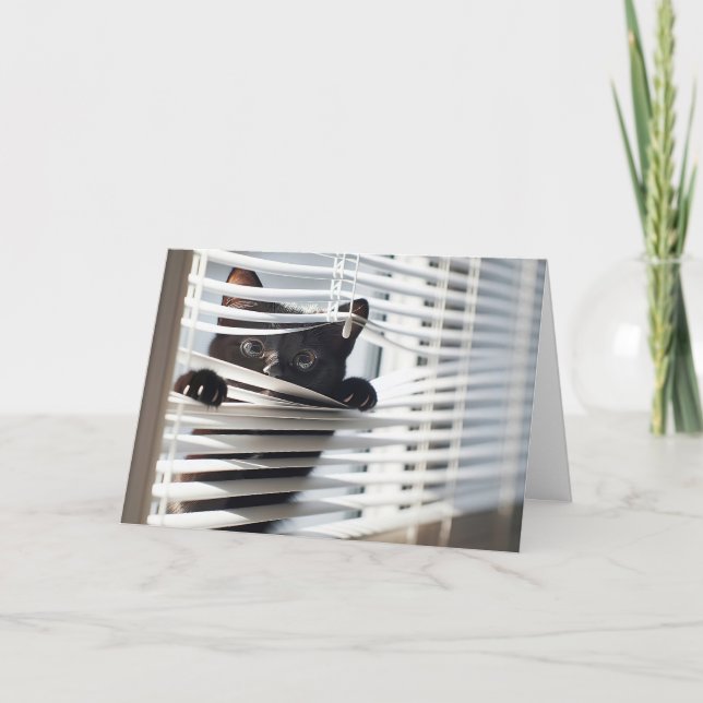 Cartão Gato Negro em Cegos Pensando em Você (Frente)