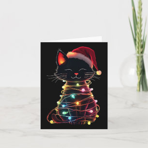 Cartão Gato Negro Natal Santa Chapéu Feliz 2