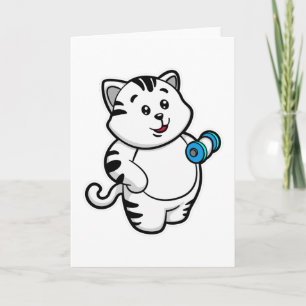 Cartão Gato no Biceps treinando com Dumbbell