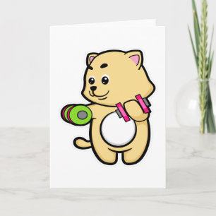 Cartão Gato no Biceps treinando com Dumbbells