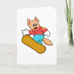 Cartão Gato no Esporte Snowboard