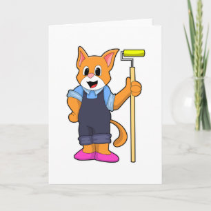 Cartão Gato no Wallpapering com cilindro de pressão