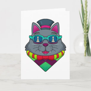 Cartão Gato no Xadrez com Peão de Xadrez