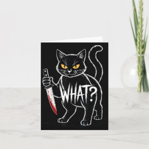 Cartão Gato O que_ Engraçado Gato Preto Com Faca Hallowee
