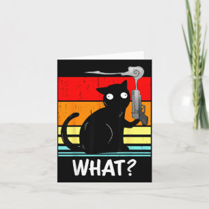 Cartão Gato O Que_ Gato Preto Assassino Com Arma Dia das