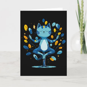 Cartão Gato Pacífico Pose da Árvore de Meditação Zen