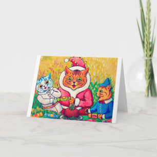 Cartão Gato Papai Noel, Louis Wain