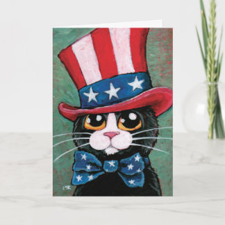 Cartão Gato patriótico do smoking | feliz 4o julho