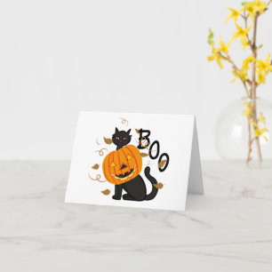 Cartão Gato Preto Abóbora de Halloween