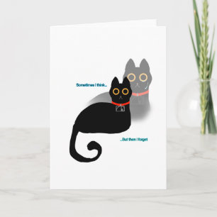 Cartão Gato Preto "Às vezes eu penso..." Meme Interior em