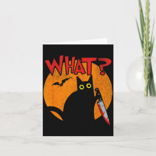 Cartão Gato Preto Assassino Com Faca Engraçado Halloween