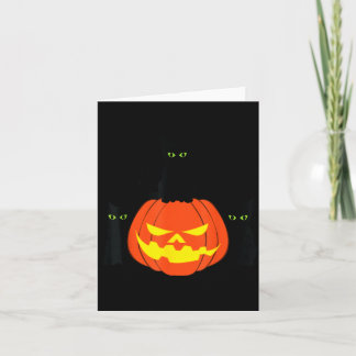 Cartão Gato Preto Assustador Abóbora de Halloween Gatos J