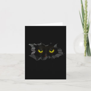 Cartão Gato Preto Assustador de Halloween Espiando Amante