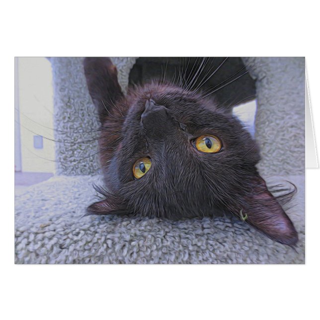 Cartão Gato preto bonito (Frente Horizontal)