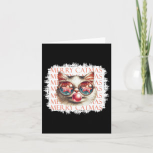 Cartão Gato Preto Bonito Engraçado Feliz Natal Feliz Ho N