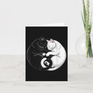 Cartão Gato Preto Branco de Estimação Yin e Yang 