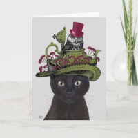 Gato Preto com Bule e Coruja