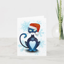 Cartão Gato Preto com Cabra Papai noel