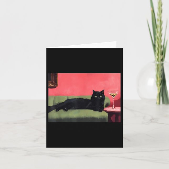 Cartão Gato Preto Com Impressão de Arte Martini (Frente)