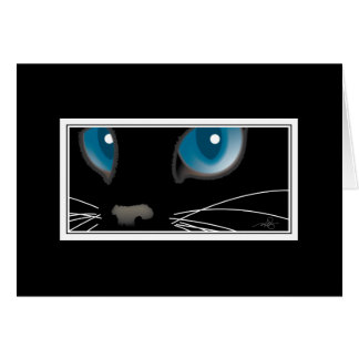 Cartão Gato Preto com Olhos Azuis