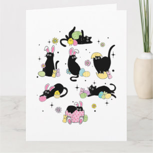 Cartão Gato Preto com Ovos de Coelho