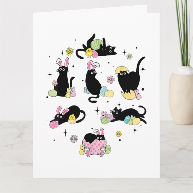 Cartão Gato Preto com Ovos de Coelho (Frente)