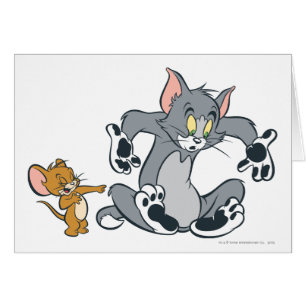 Cartão Gato preto da pata de Tom e de Jerry