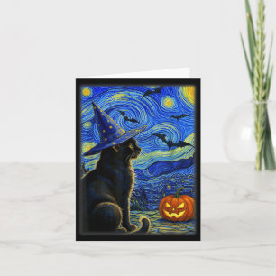 Cartão Gato Preto de Halloween Amante de Gatos Engraçados