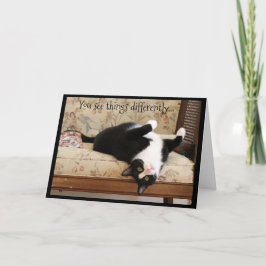 Cartão Gato preto e branco de cima para baixo