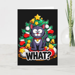 Cartão Gato Preto Engraçado Árvore de Natal Natal Alegre