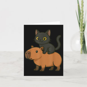 Cartão Gato Preto Engraçado Capivara Amante de Animais Mã