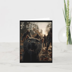 Cartão Gato Preto Engraçado Selfie Com Zombies Animal Fel