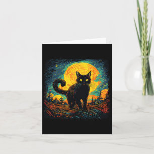 Cartão Gato Preto Estilo Retro Vintage Arte de Gato Amant