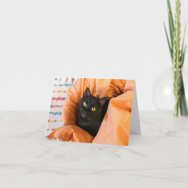 Cartão Gato Preto Fofo (Frente)