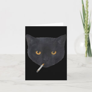 Cartão Gato Preto Fumando Meme Engraçado