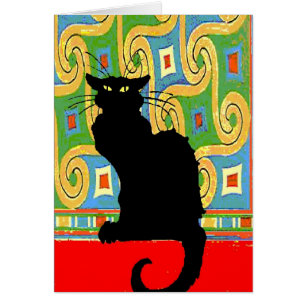 Cartão Gato Preto na Carteira de Abstrato