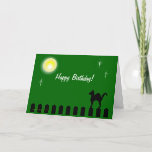 Cartão Gato Preto na Cerca de Picket Engraçado Aniversári