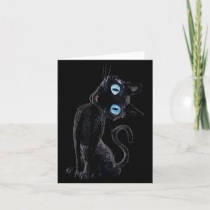 Cartão Gato Preto Preguiçoso Fofo Meme Botão Olhos Amante