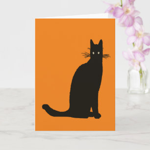 Cartão Gato Preto Sentado Na Silhueta De Dose Elegante
