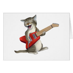 Cartão Gato que joga a guitarra