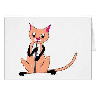 Cartão Gato que joga o Oboe