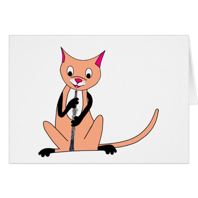Cartão Gato que joga o Oboe (Frente Horizontal)