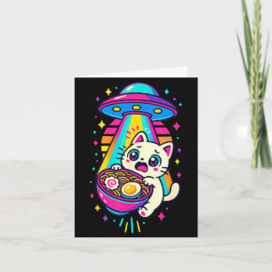 Cartão Gato Ramen Ufo Anime Japonês Feminino Kawaii Engra