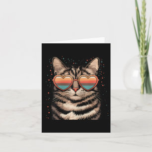 Cartão Gato Retro Com Óculos De Sol Coração Amor Gato Fof
